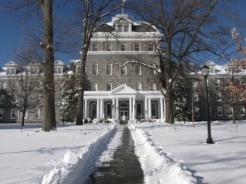 The impressive stone architecture of Swarthmore College.